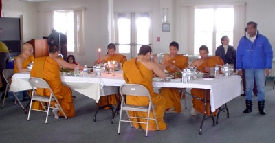 Thai Monks at Dinner Table